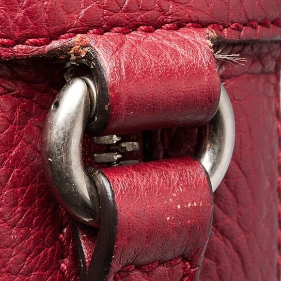 Gucci Burgundy Pebbled Leather Soho Disco Studded Shoulder Bag - Picture 11 of 12